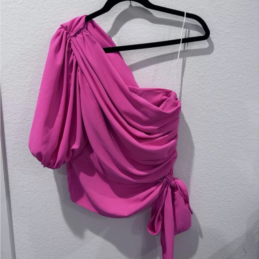 Amanda Uprichard Bexley Top Chic Pink One-Shoulder Blouse M
